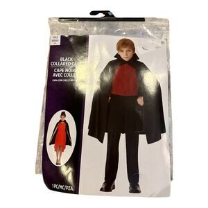 Black Hooded Cape Child Size Costume Halloween Party Dress Up Cosplay School Boy
